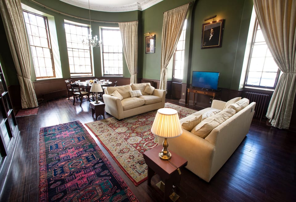 Living/Dining Room: sofa converts to sofa bed