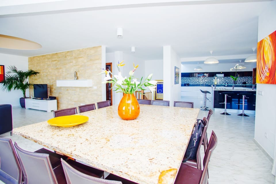 Large marble dining table if choosing to eat indoors