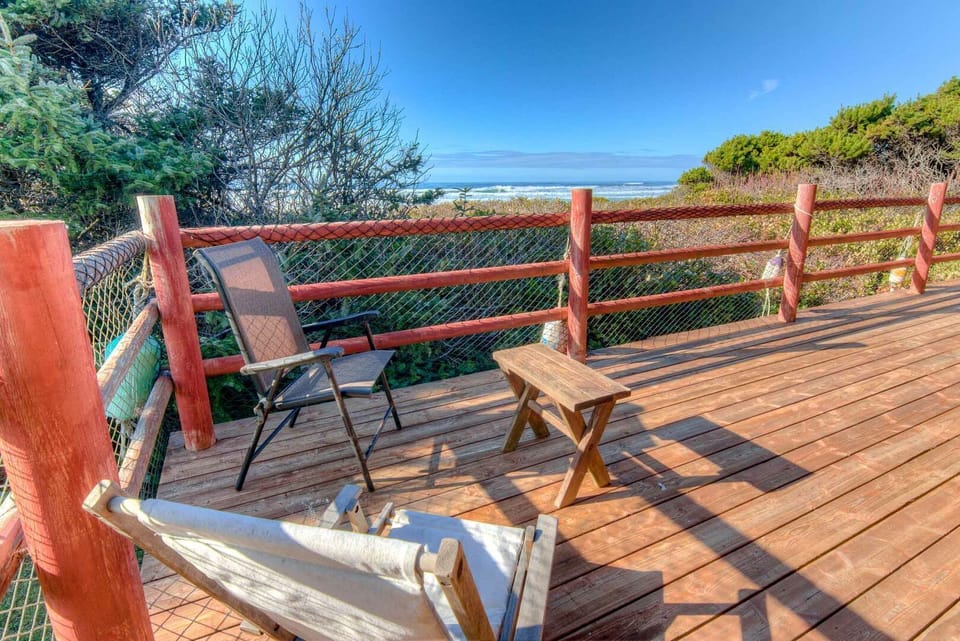 This large wrap around deck gives you plenty of space to sit out and enjoy the ocean breeze and salty air!