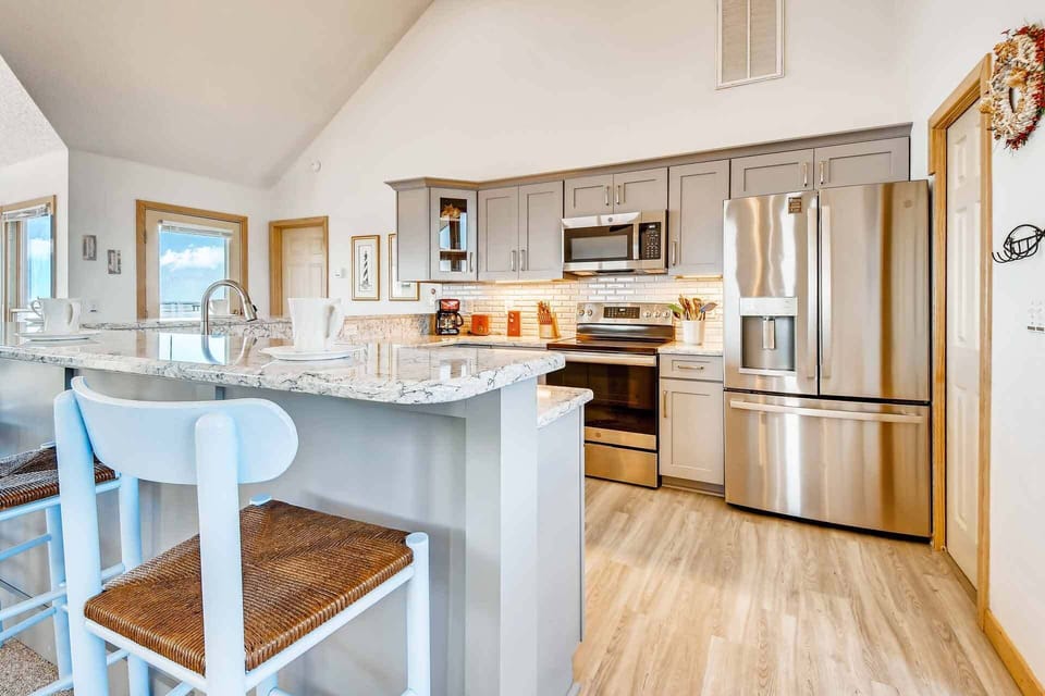 Stainless steel appliances.