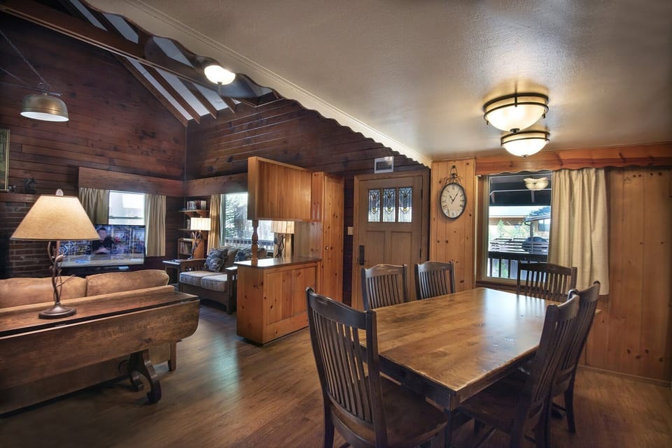Dining area and living room view.