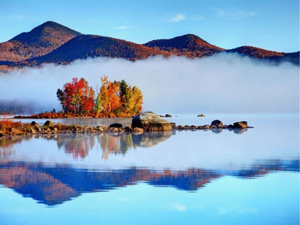 Fog on lake in morning