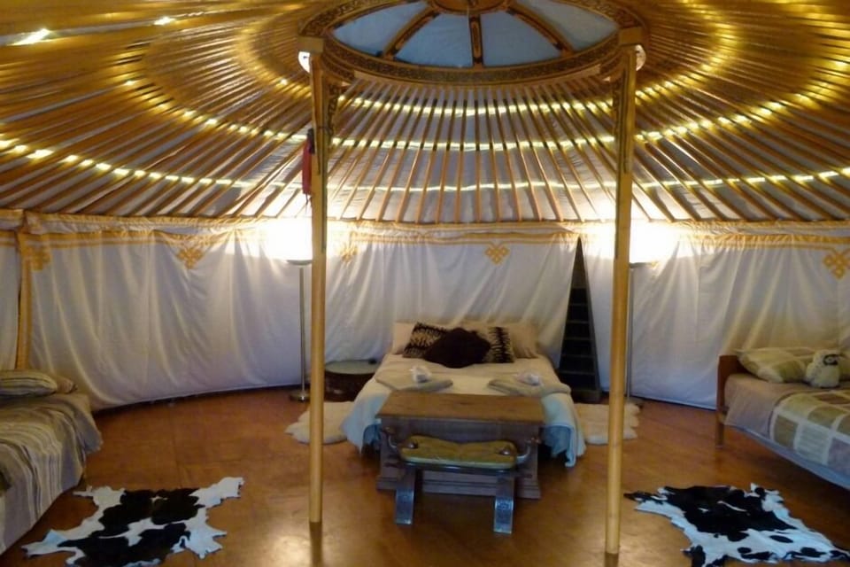 Yurt inside - toward double bed