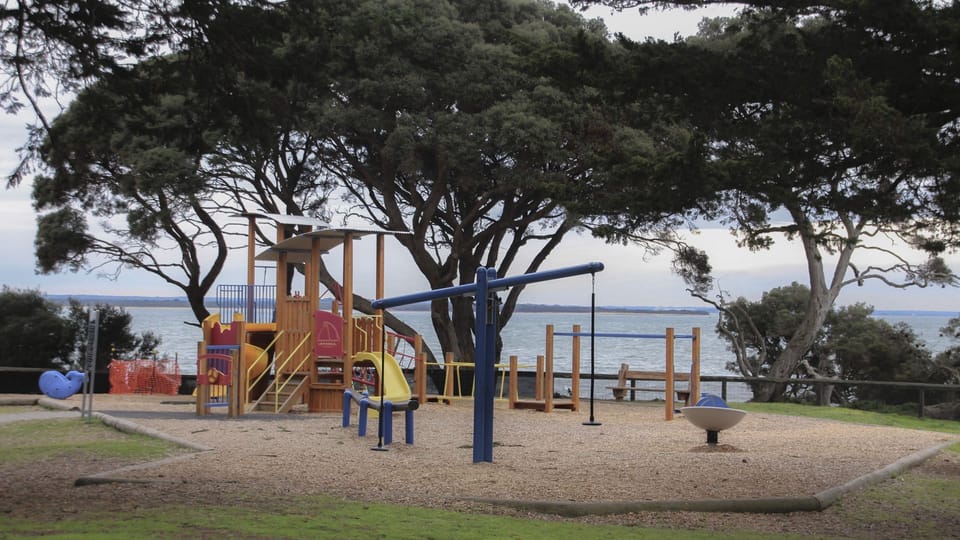 Children's playground & beach across the road from apartment 
