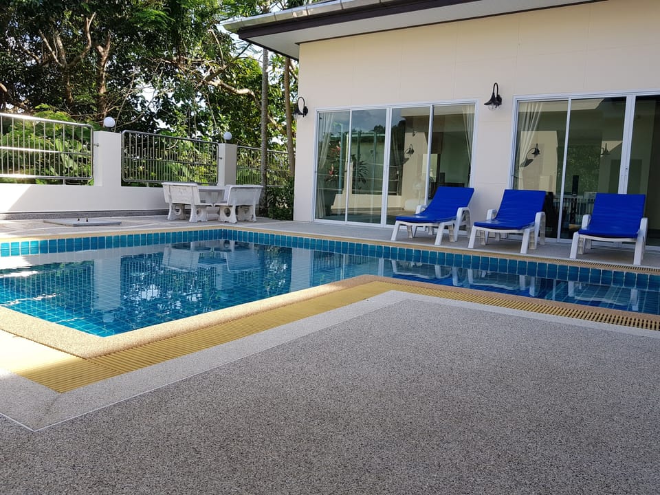 Private pool with sunbeds on terrace
