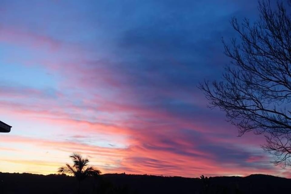 Spectacular sunset views across the escarpment to the Bahai Temple