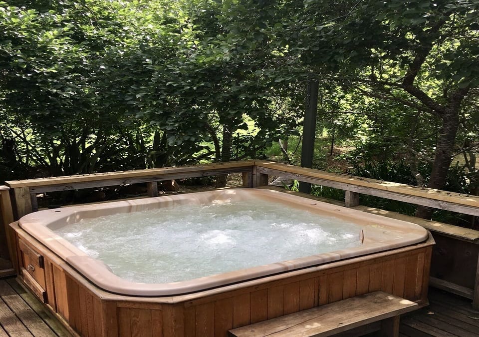 hot tub area in spring