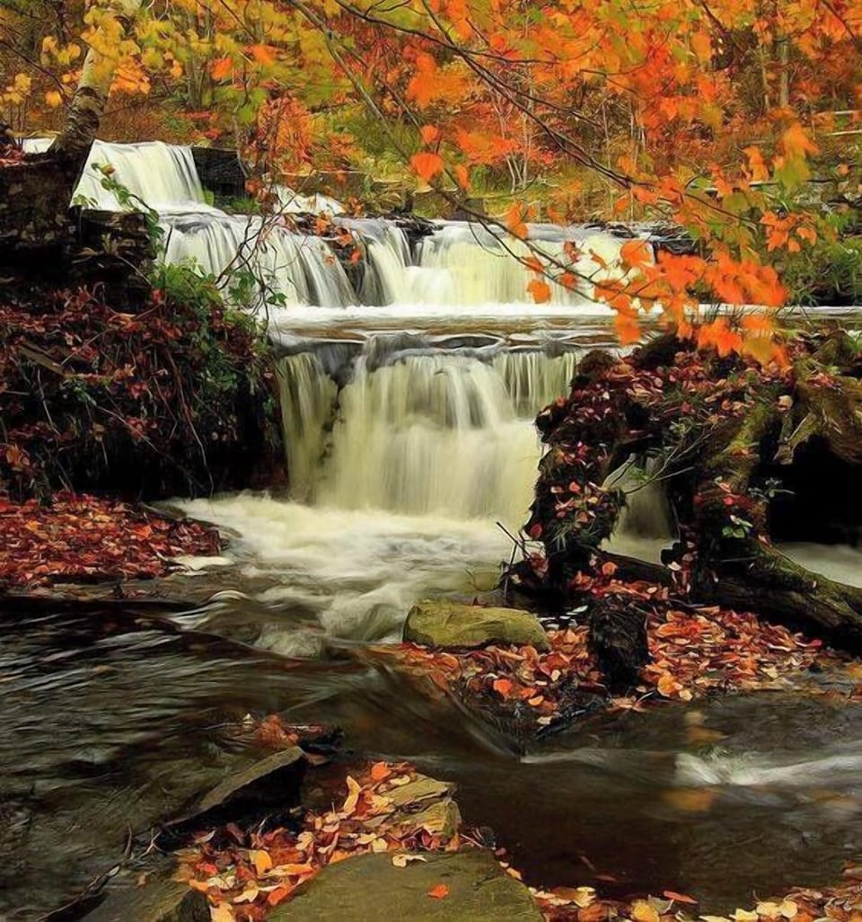 One of the many waterfalls in nearby parks