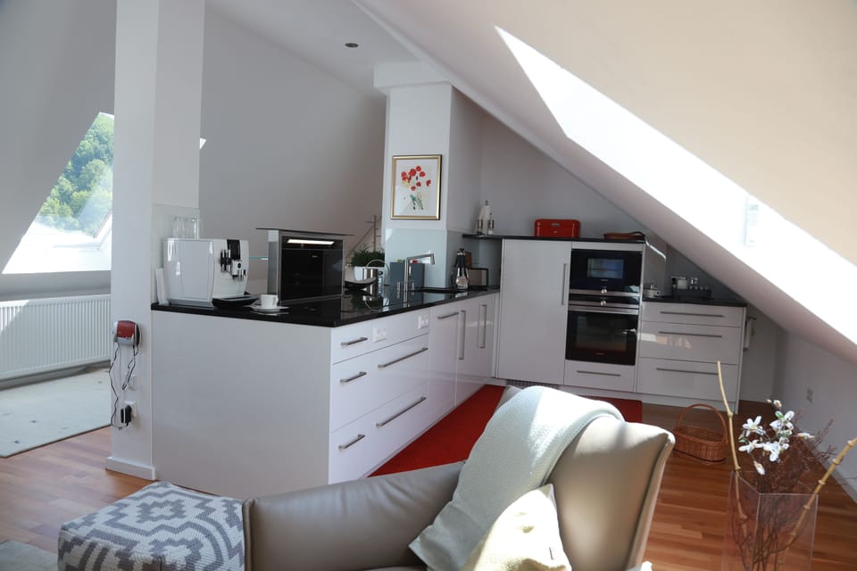 Full-size fridge, microwave, oven, stovetop