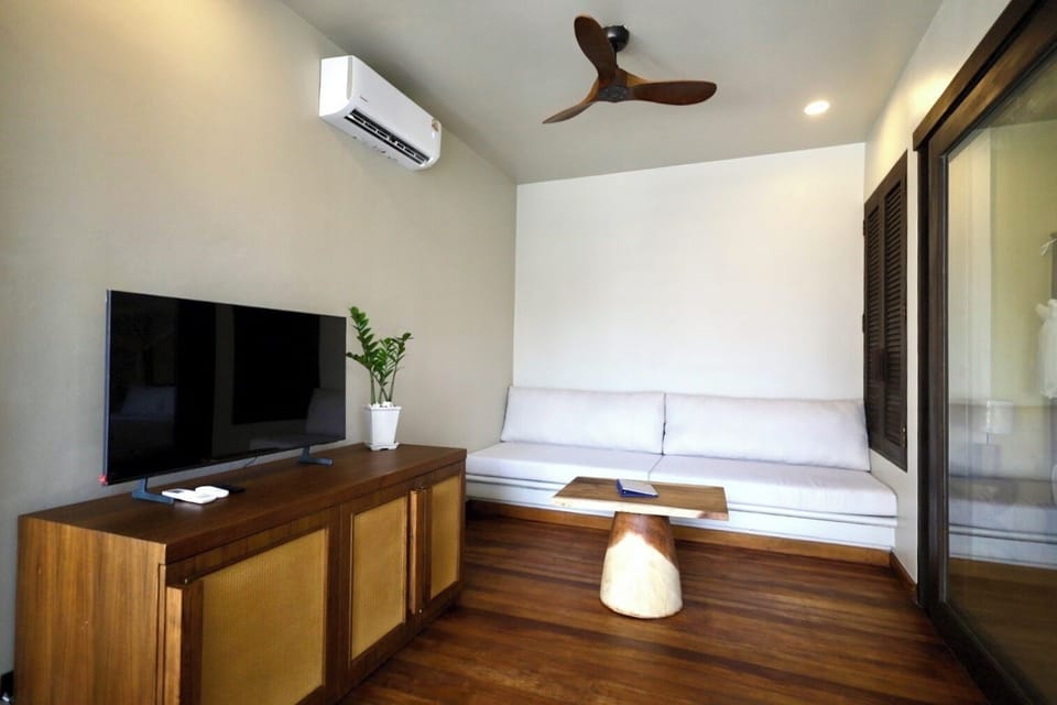 32-inch TV with satellite channels, DVD player