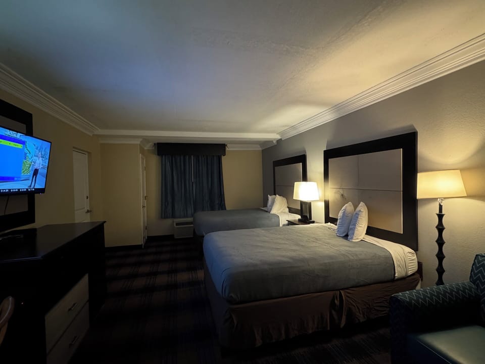 2 Queen Beds | Premium bedding, desk, laptop workspace, blackout drapes