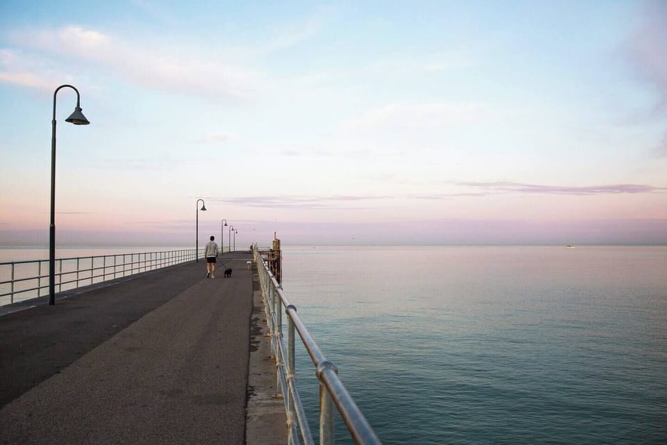 10-15 mins walk and you're at the Glenelg Jetty.
