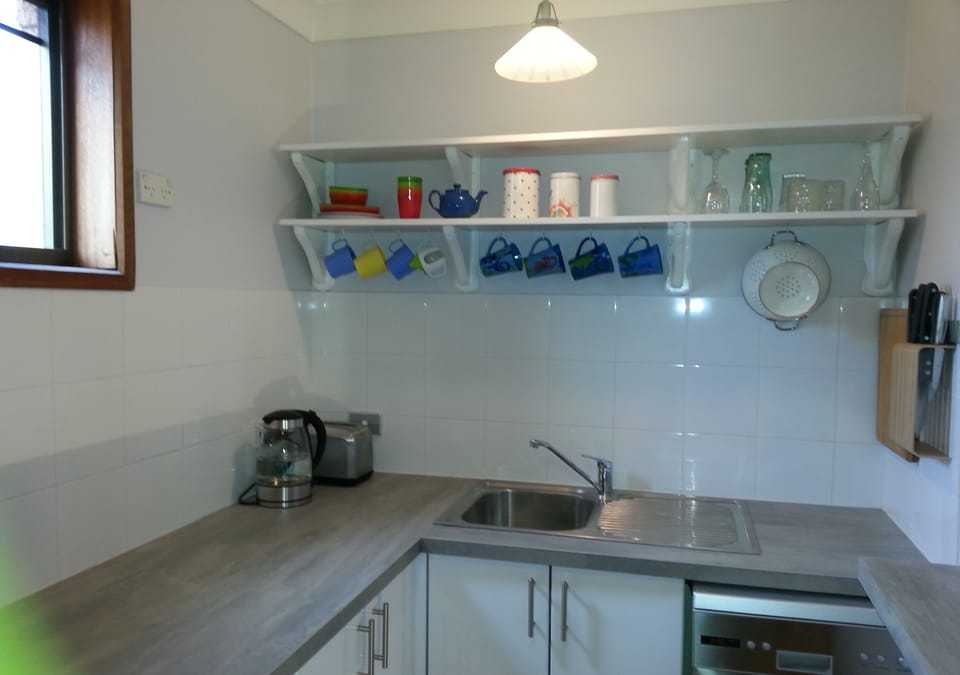 New kitchen with dishwasher, stove, fridge and pantry. 