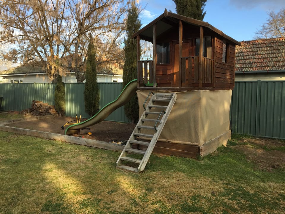 Cubby house with sandpit underneath