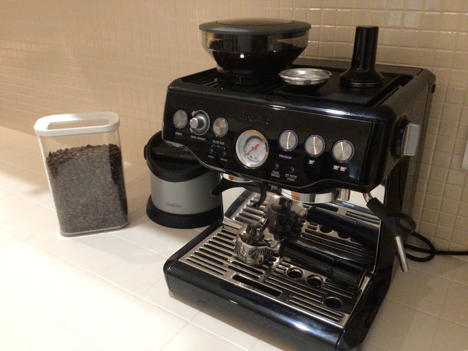 Breville espresso coffee machine with beans supplied great way to start the day