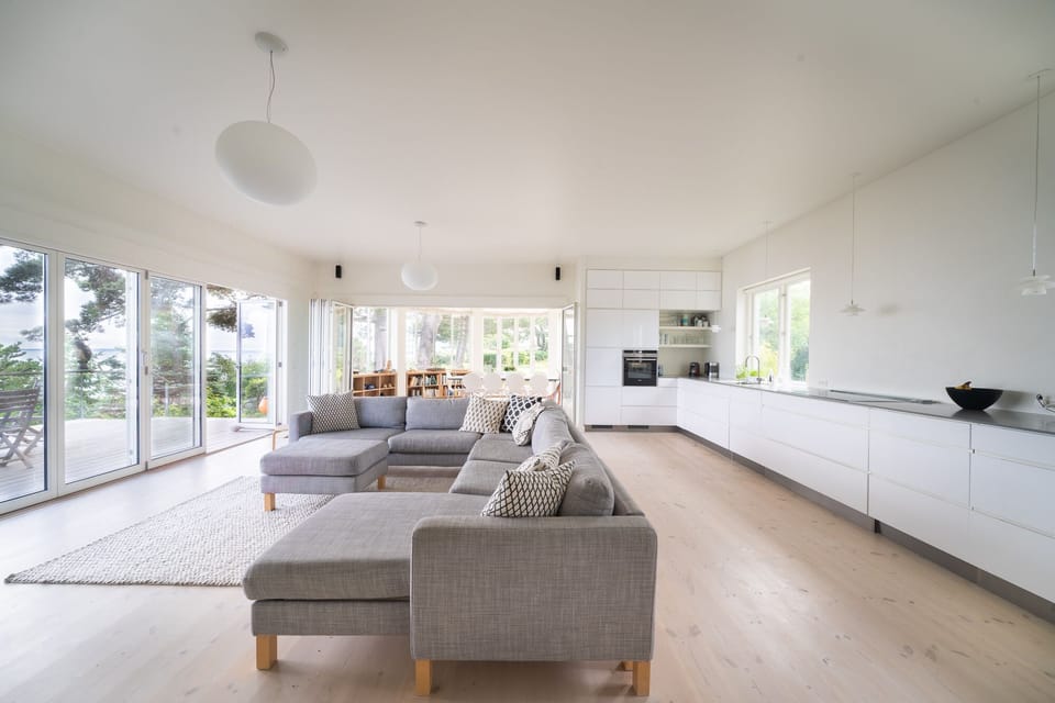 Living area and kitchen