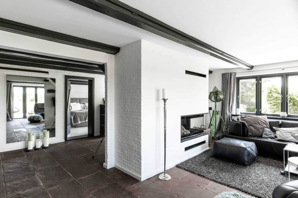Living area with fireplace