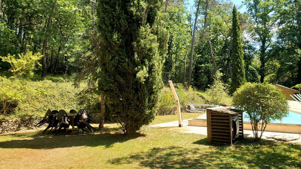 View up hill from the swimming pool