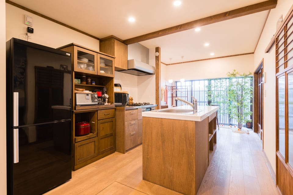 Kitchen area seen from the living area
