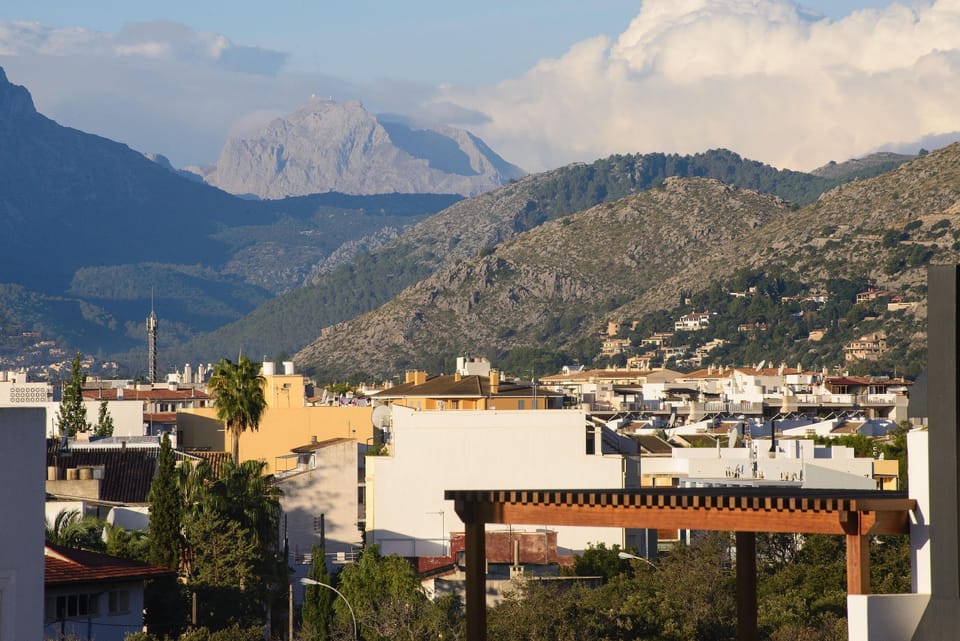 View from roof terrace into Tramuntana Mountains