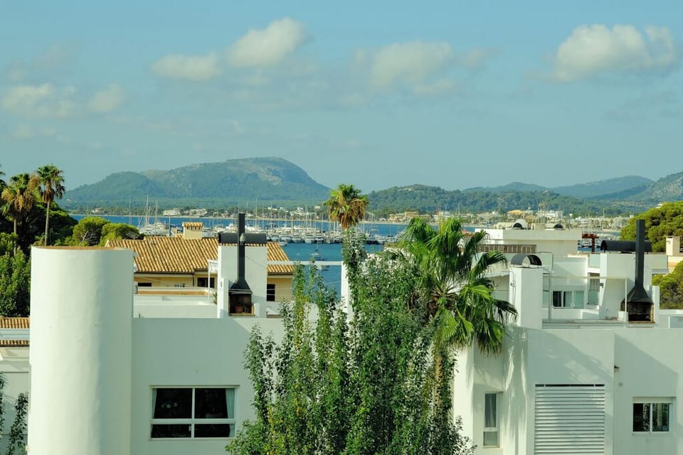 Beautiful views from roof terrace looking across the bay towards Tramuntana.