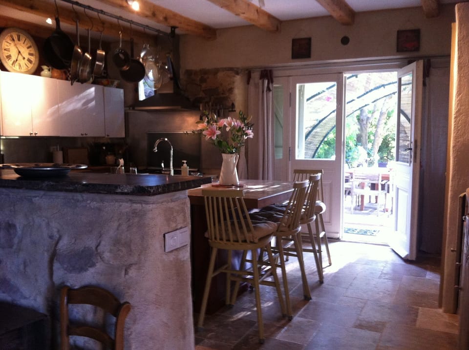 kitchen looking onto terrace dining area