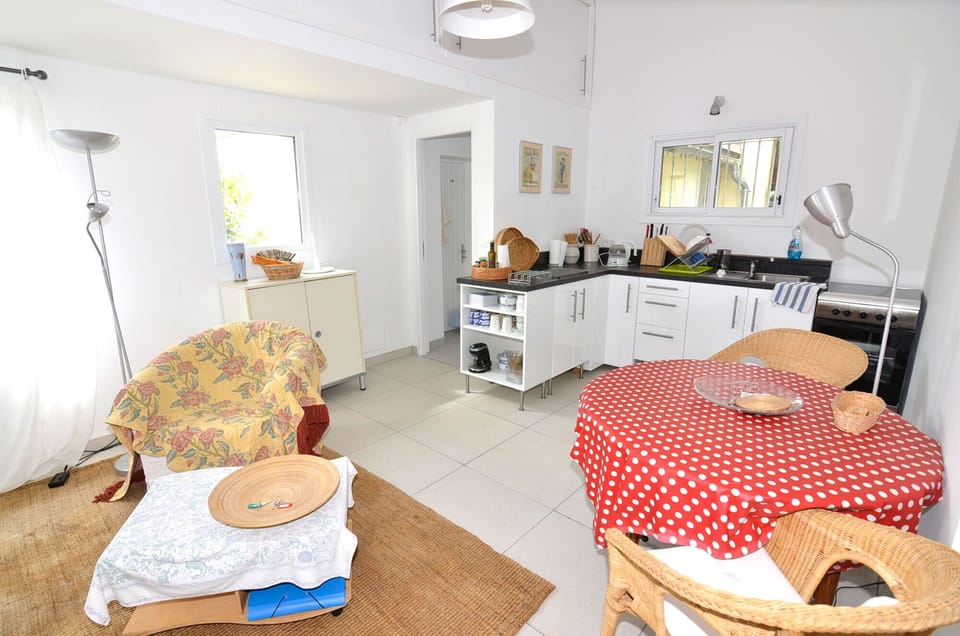 kitchen and sitting area