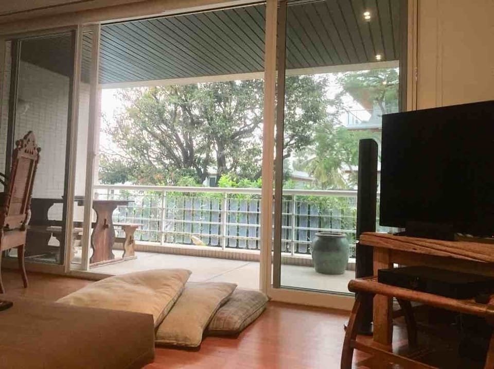 Balcony with a garden view