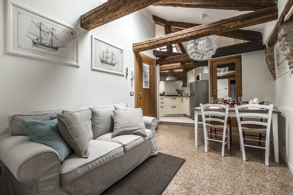 Spacious open space with exposed beams