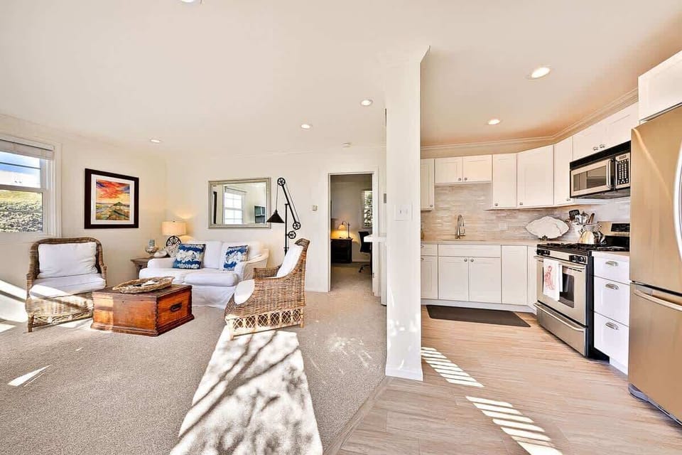 Living room connected to kitchen.