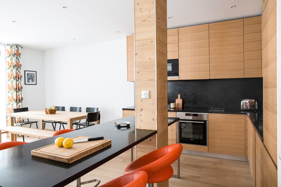 Breakfast bar for casual dining and extra workspace