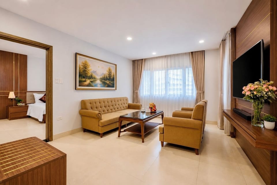 Luxury Suite, Hot Tub, City View | Living area | 32-inch flat-screen TV with cable channels, TV