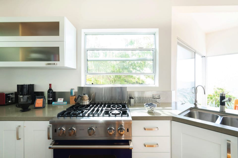 Professional Wolf range and oven.