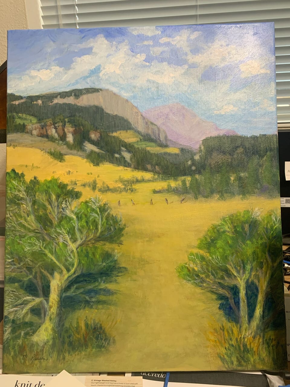 A painting gifted to us by a vacation renter, Mary P., scene from L.rm window. 