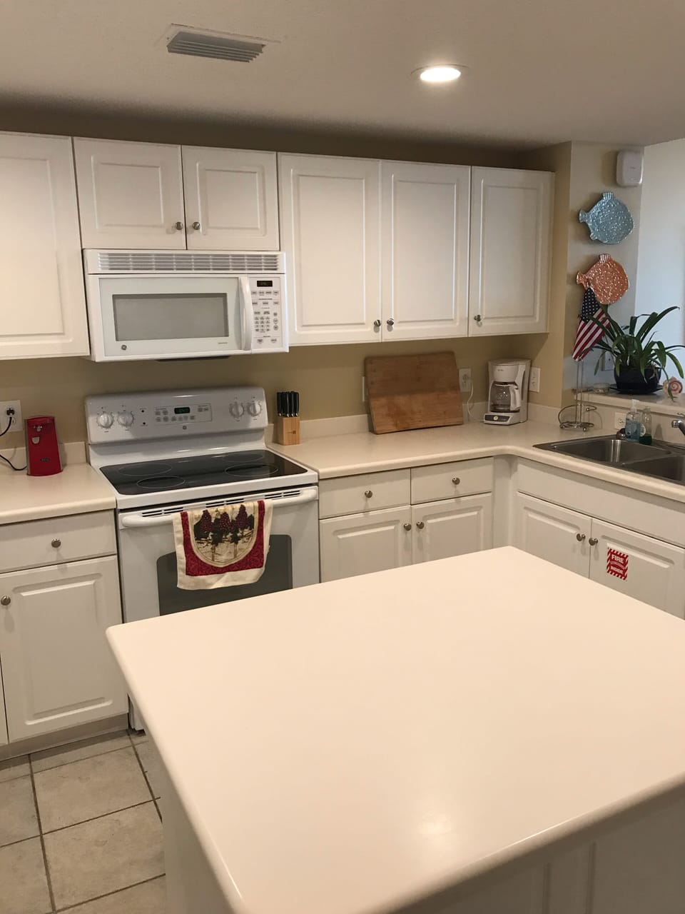 Well supplied kitchen and Island