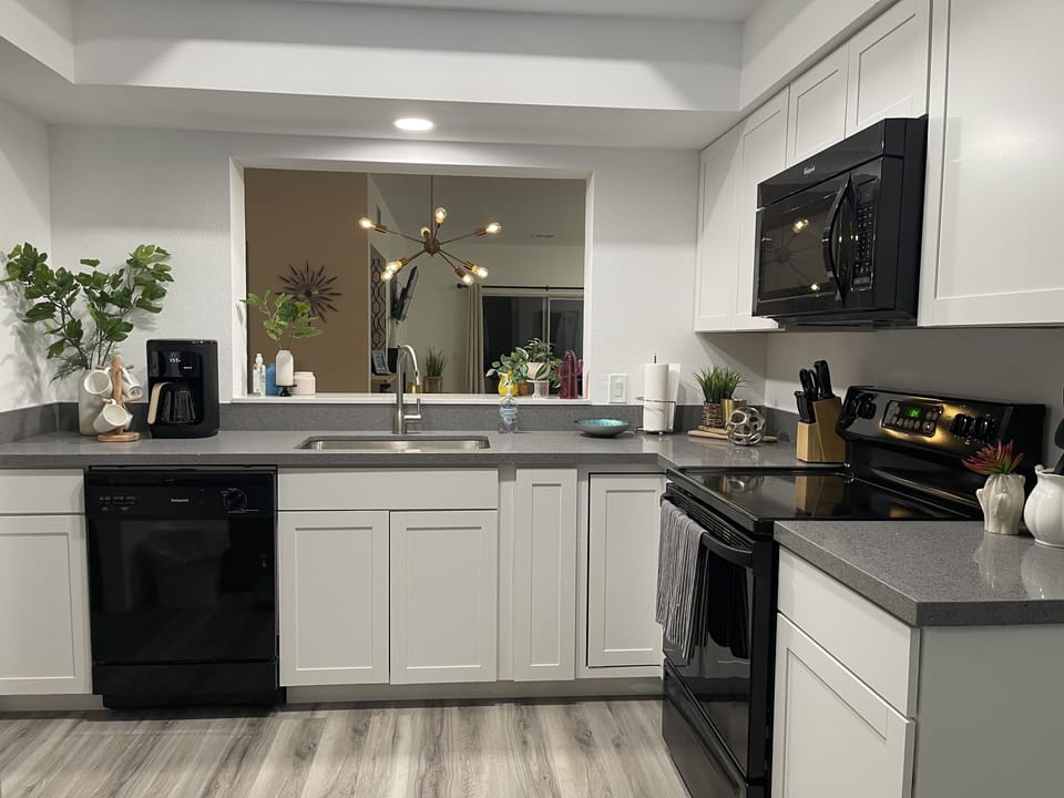 Kitchen with a view of the Living Area 