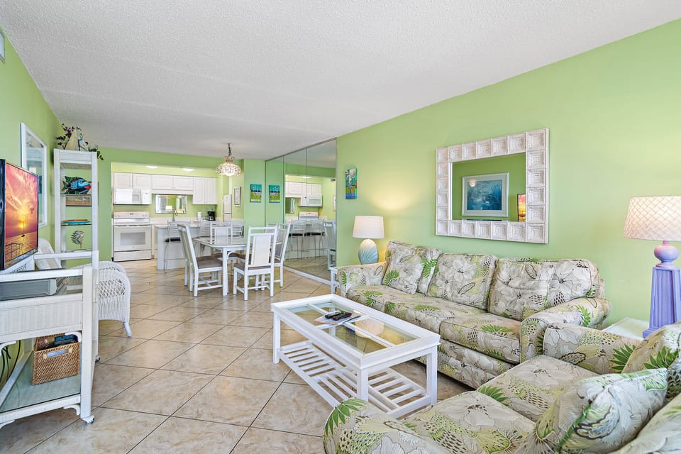 Living Area with Dining and Kitchen