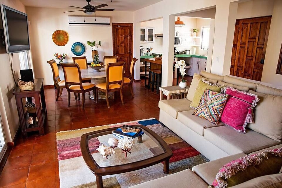 It is cheerful, inviting, and filled with light during the day.