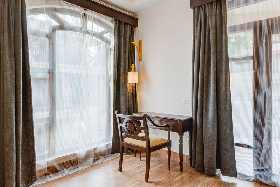 Spacious bedroom with desk