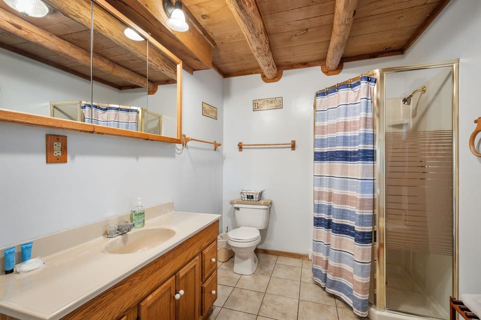 Full bathroom off of the main living area with walk-in shower