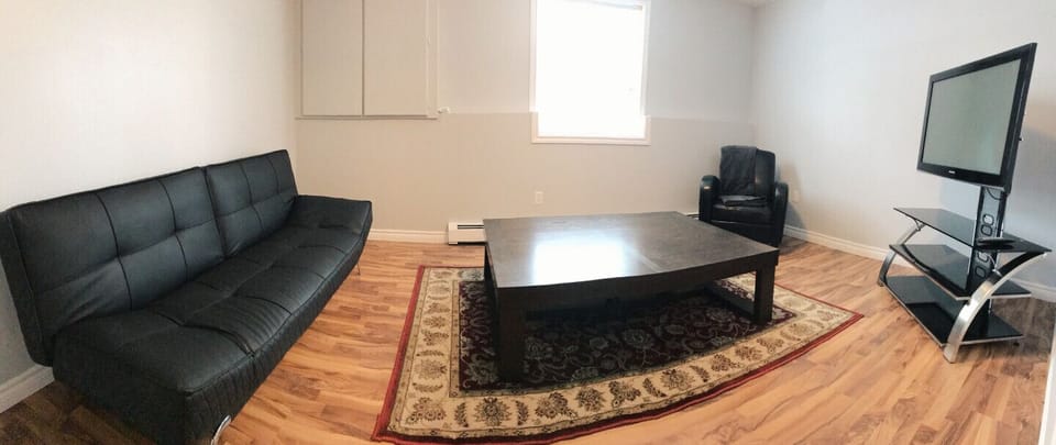Downstairs TV and futon.