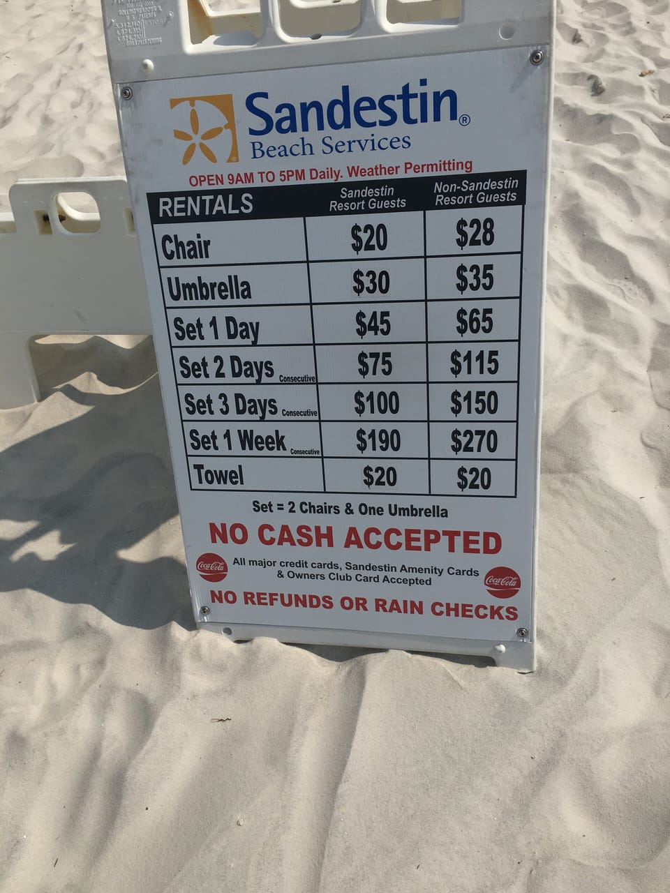 Beach chairs are expensive, that’s why we have some for you in the storage area 