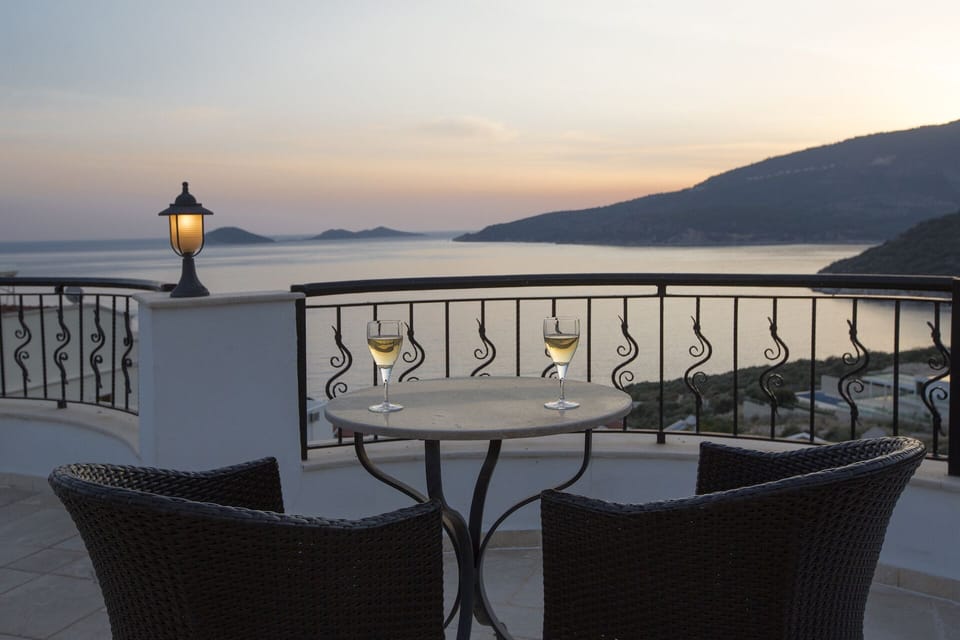 Roof Terrace with Panoramic Sea Views at Sunset