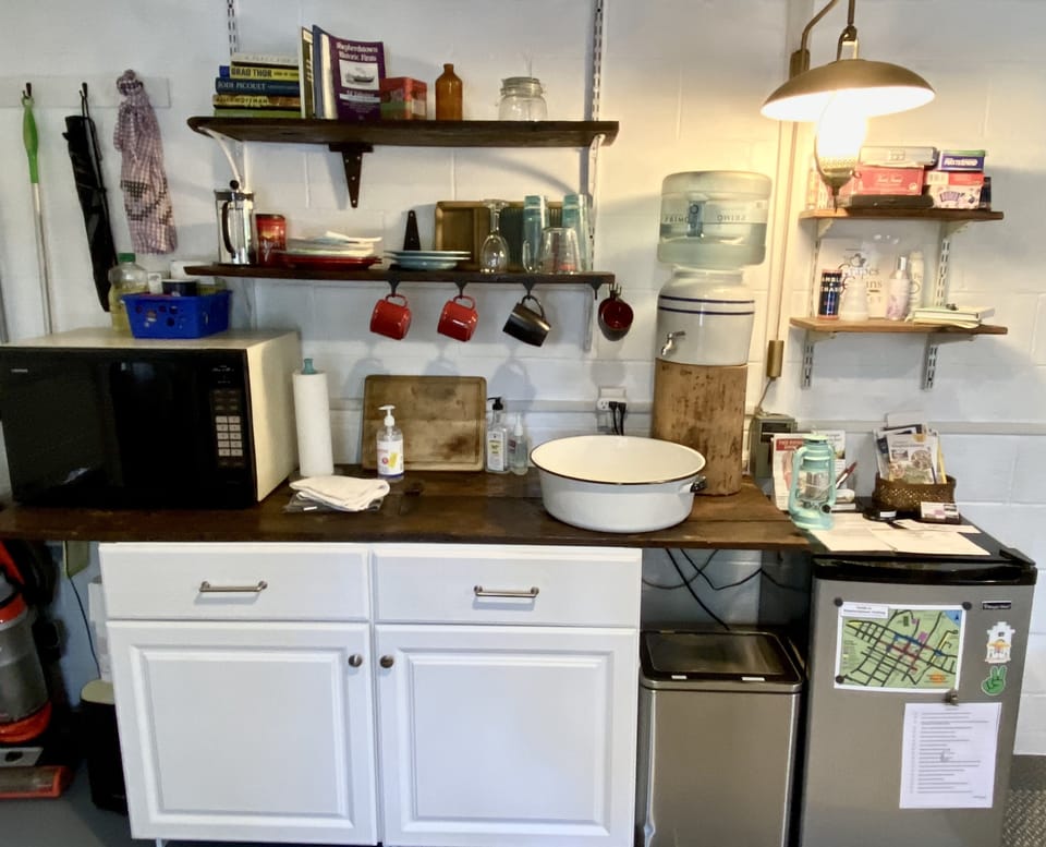 Kitchenette with microwave and water dispenser