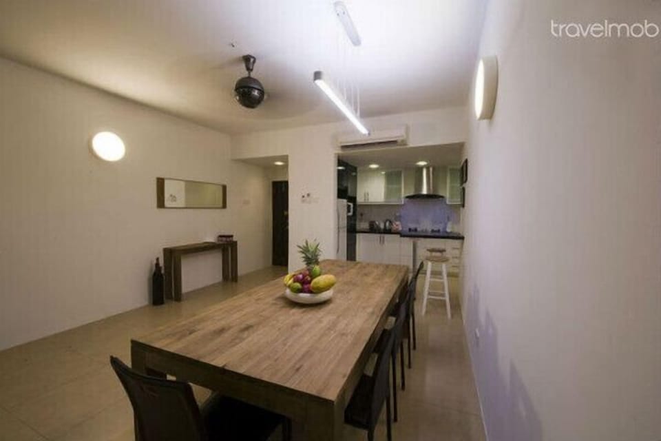 Dining table looking towards kitchen