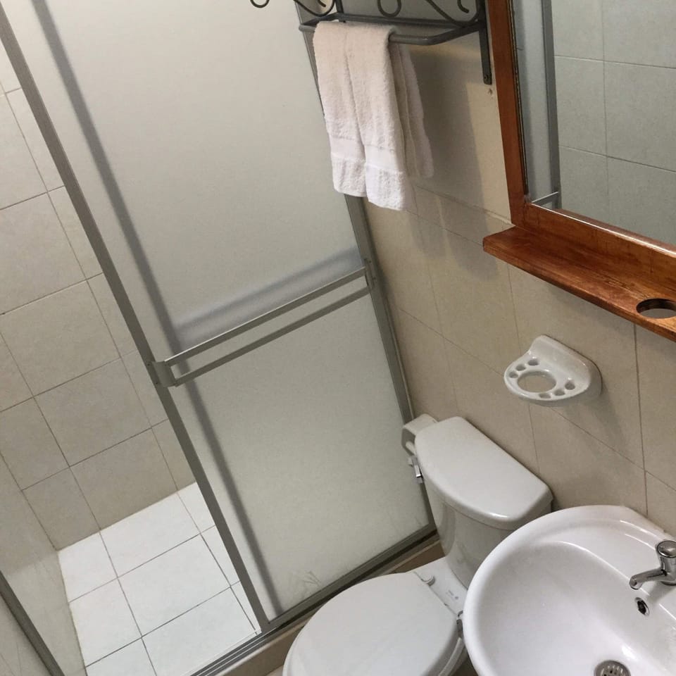 Shower, rainfall showerhead, free toiletries, hair dryer (on request)