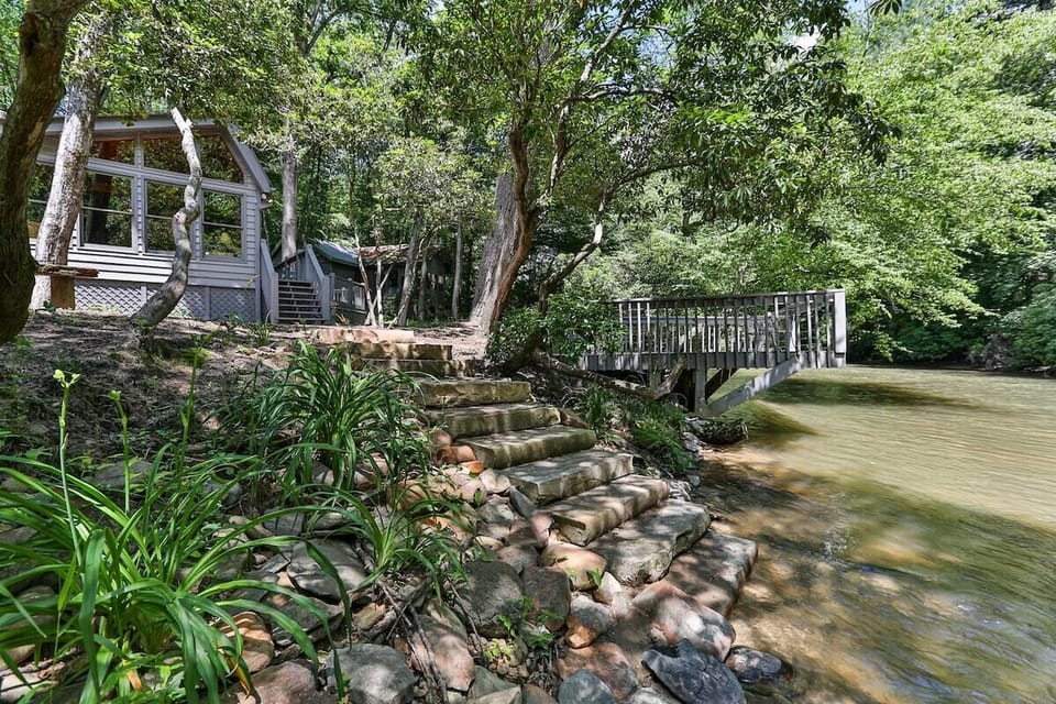 Just a short walk from the cabin down to the Cartecay River
