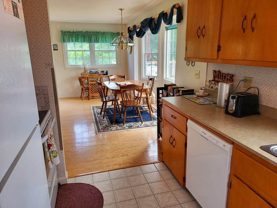 View of the dining area from the kitchen