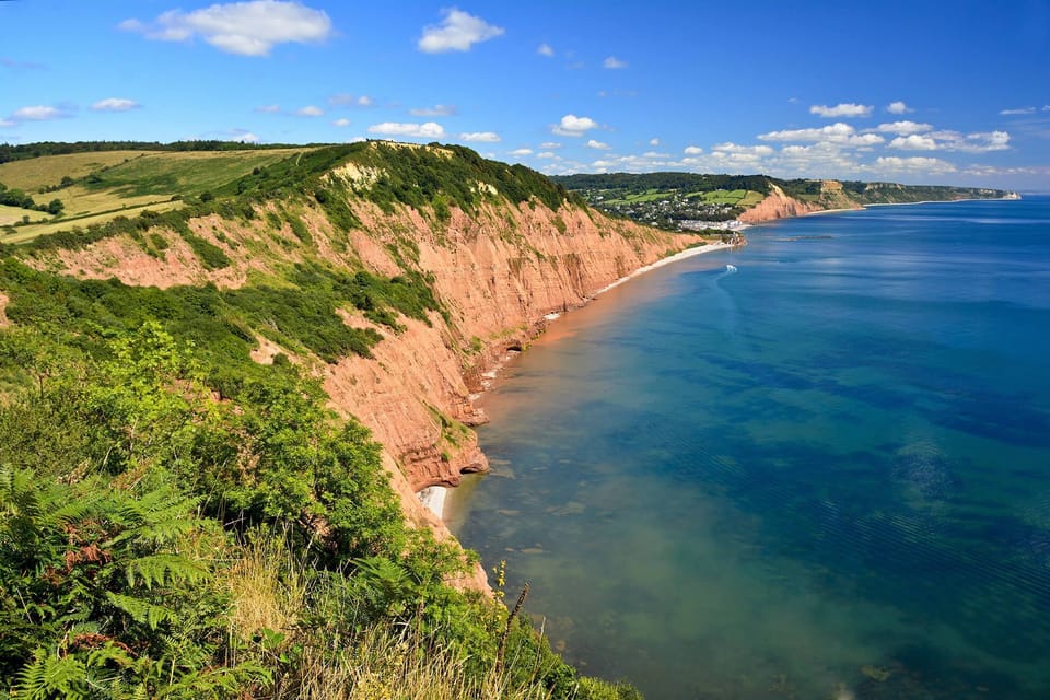 View of Sidmouth with the Jurrassic Coast in the distance