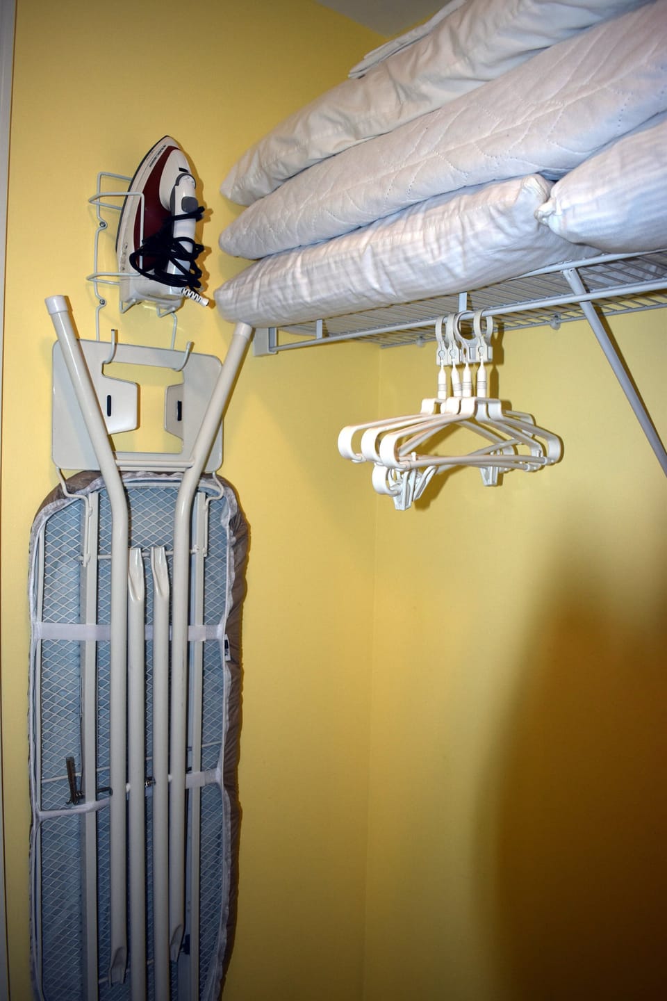 Walk in Closet in Primary Bedroom. Ironing board/Iron, extra pillows.